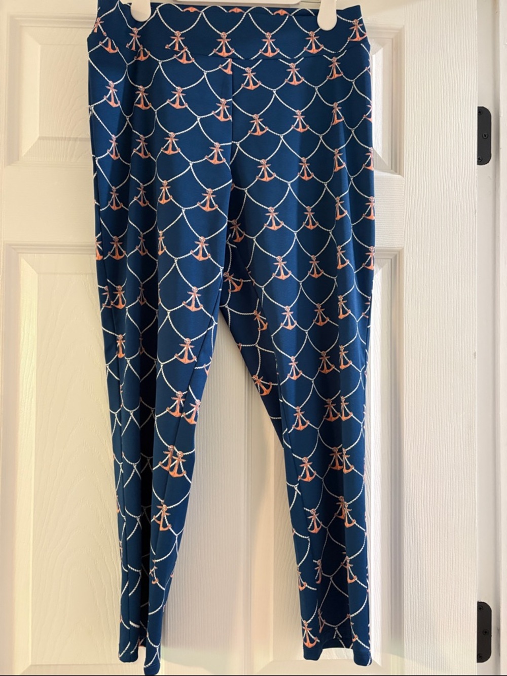 Womens Mudpie Navy Anchor Print Pants